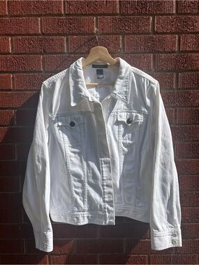 Liz Claiborne White Denim Jean Jacket Women's XL Classic Trucker Style